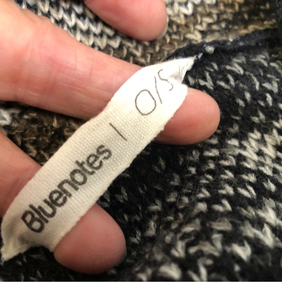 Knit Aztec Design O/S Fringed Poncho/Cape/Kimono, Black/Cream - Picture 5 of 6